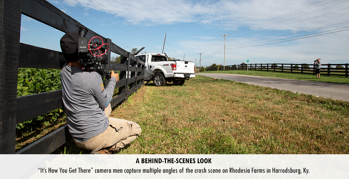 "It's How You Get There" camera men capture multiple angles of the crash scene on Rhodesia Farms in Harrodsburg, Ky.