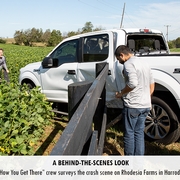 The "It's How You Get There Crew" surveys the crash scene on Rhodesia Farms in Harrodsburg, Ky.