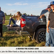 KFB Claims Director, George Bates, joins the Gilbert family as they get a chuckle at city slickers Sam and Julian attempting to drive their tractors.