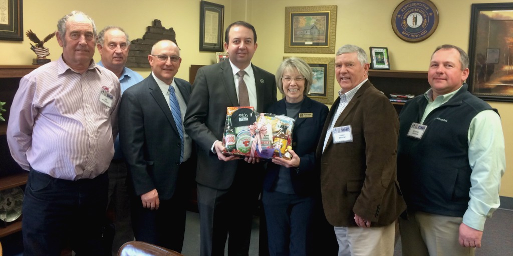 Members from Hart and Monroe counties present KY Representative Bart Rowland with a food basket. Members from Hart and Monroe counties present KY Representative Bart Rowland with a food basket.
