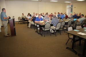 Dozens of county Farm Bureau leaders came to the Ballard Convention Center in Madisonville for the District 2 meeting. Presiding over the agenda was District Chairman John Kuegel Jr. of Daviess County.