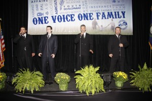 Allegiance, a foursome from Edmonson County, won the Gospel Quartet contest and performed at the KFB luncheon. From left are Daniel Bolton, Aaron Renfro, Charles Richards Jr. and Shaun Stice.