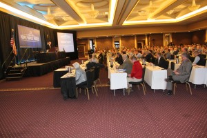 The large group of county leaders listened to Matthew W. Ingram’s presentation on business practices.